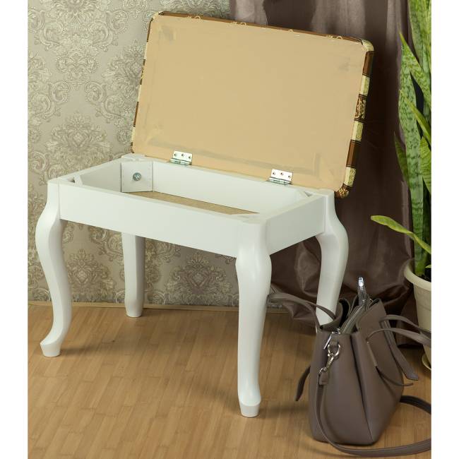 Банкетка Ретро с ящиком белый, ткань полоса коричн. Банкетка Ретро с ящиком белый, ткань полоса коричн.