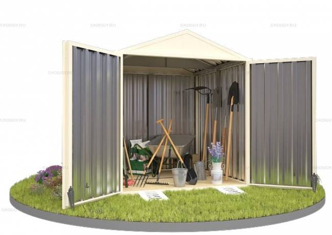 Хозблок SKOGGY секционный с двускатной крышей 2 х 2 м, слоновая кость Хозблок SKOGGY секционный с двускатной крышей 2 х 2 м, слоновая кость
