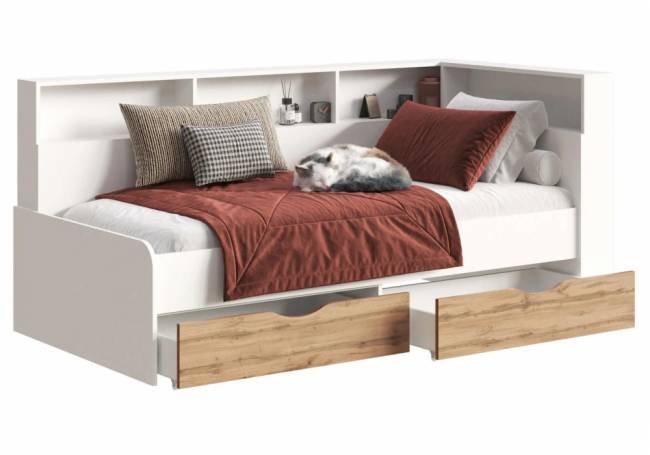 Кровать Кровать Амер 190х80 белый / дуб вотан