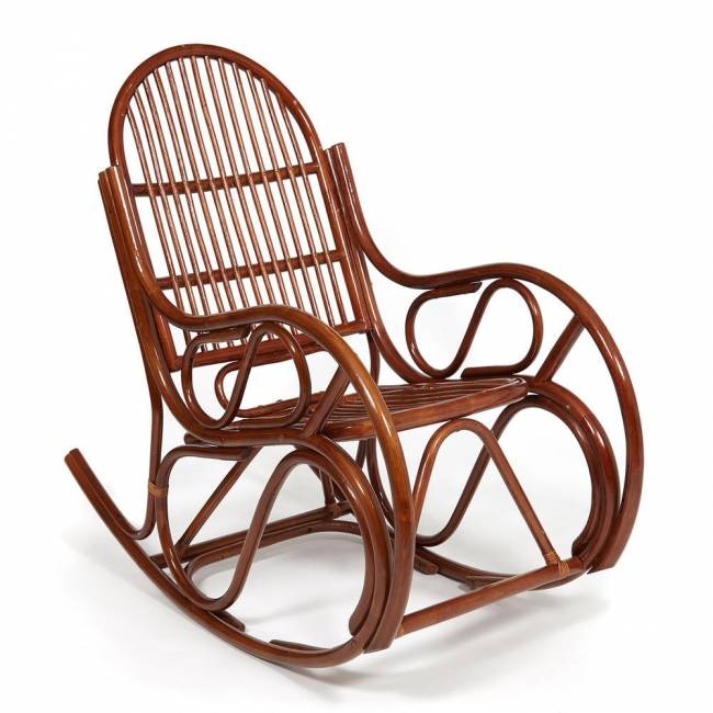 Кресло-качалка VIENNA (разборная) / без подушки / ротанг top quality, 58x133x102 см, Pecan (орех) орех ротанг top quality