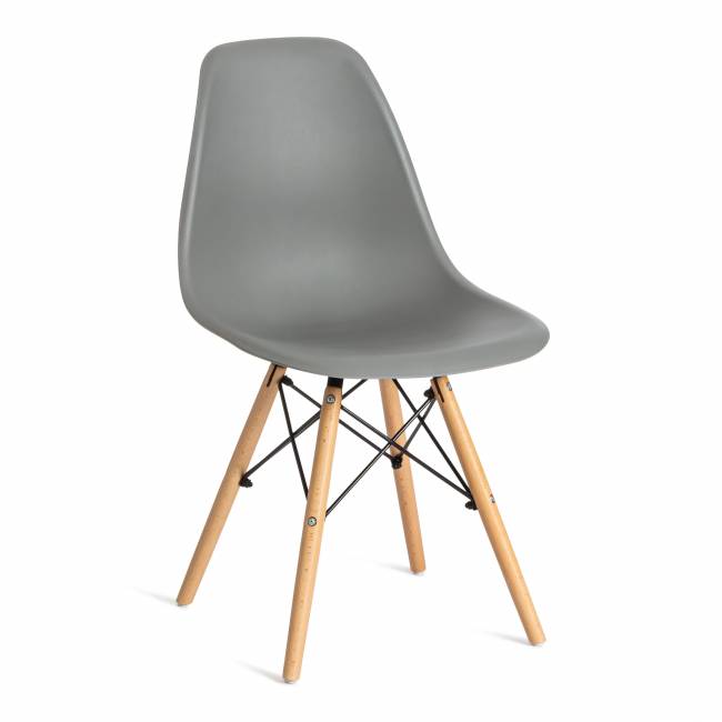 Стул CINDY (EAMES) (mod. 001) дерево бук/металл/сиденье пластик, 51x46x82см, серый/grey (Комплект из 4 шт.) серый/grey дерево бук/металл/сиденье пластик