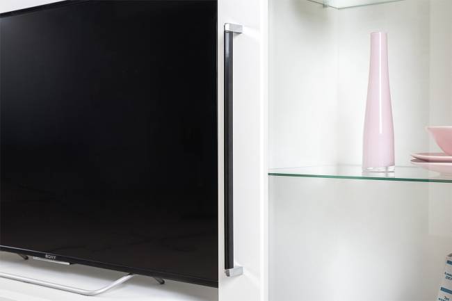 Валенсия стенка для гостиной № 71 цвет белый шагрень