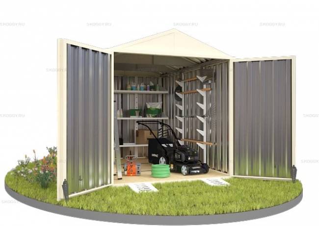 Хозблок SKOGGY секционный с двускатной крышей 3 х 2 м, слоновая кость Хозблок SKOGGY секционный с двускатной крышей 3 х 2 м, слоновая кость