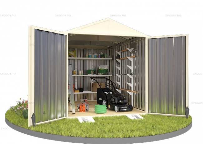 Хозблок SKOGGY секционный с двускатной крышей 3 х 2 м, слоновая кость Хозблок SKOGGY секционный с двускатной крышей 3 х 2 м, слоновая кость