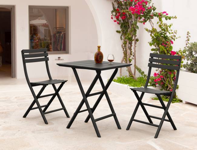 Стол пластиковый складной Helen Folding Table 60 черный 600х600х740 мм