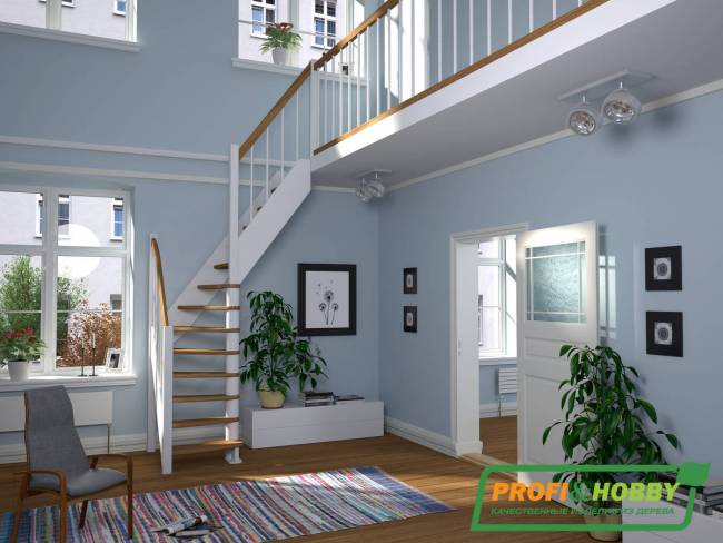 Деревянная лестница ЛС-91м+2 ступени сверху Деревянная лестница ЛС-91м+2 ступени сверху