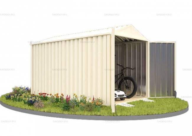 Хозблок SKOGGY секционный с двускатной крышей 4 х 2 м, слоновая кость Хозблок SKOGGY секционный с двускатной крышей 4 х 2 м, слоновая кость