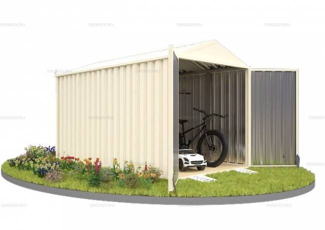 Хозблок SKOGGY секционный с двускатной крышей 4 х 2 м, слоновая кость Хозблок SKOGGY секционный с двускатной крышей 4 х 2 м, слоновая кость