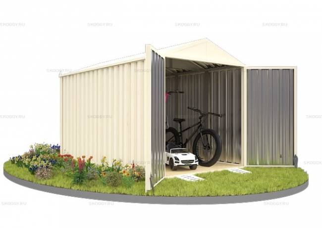 Хозблок SKOGGY секционный с двускатной крышей 4 х 2 м, слоновая кость Хозблок SKOGGY секционный с двускатной крышей 4 х 2 м, слоновая кость