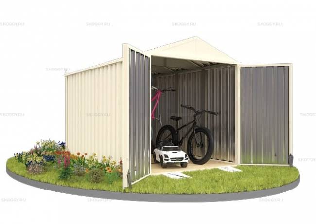 Хозблок SKOGGY секционный с двускатной крышей 4 х 2 м, слоновая кость Хозблок SKOGGY секционный с двускатной крышей 4 х 2 м, слоновая кость