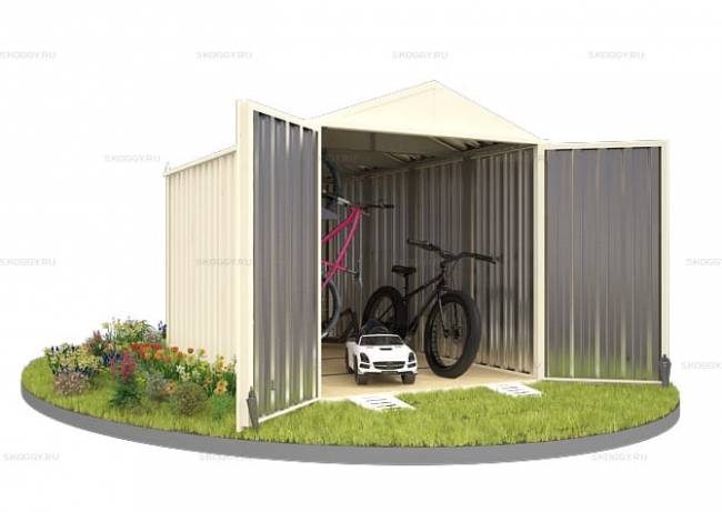 Хозблок SKOGGY секционный с двускатной крышей 4 х 2 м, слоновая кость Хозблок SKOGGY секционный с двускатной крышей 4 х 2 м, слоновая кость