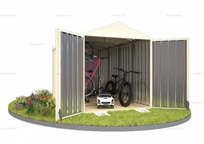 Хозблок SKOGGY секционный с двускатной крышей 4 х 2 м, слоновая кость Хозблок SKOGGY секционный с двускатной крышей 4 х 2 м, слоновая кость