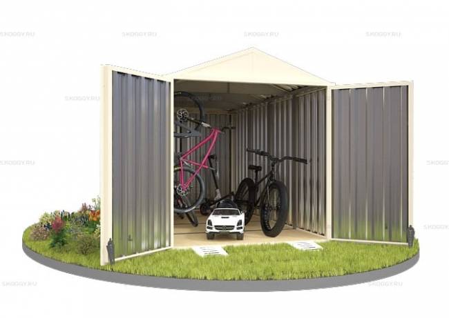 Хозблок SKOGGY секционный с двускатной крышей 4 х 2 м, слоновая кость Хозблок SKOGGY секционный с двускатной крышей 4 х 2 м, слоновая кость