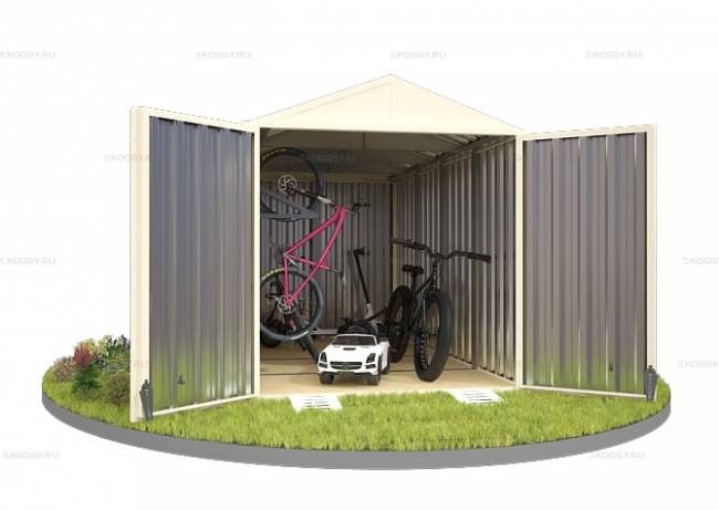 Хозблок SKOGGY секционный с двускатной крышей 4 х 2 м, слоновая кость Хозблок SKOGGY секционный с двускатной крышей 4 х 2 м, слоновая кость