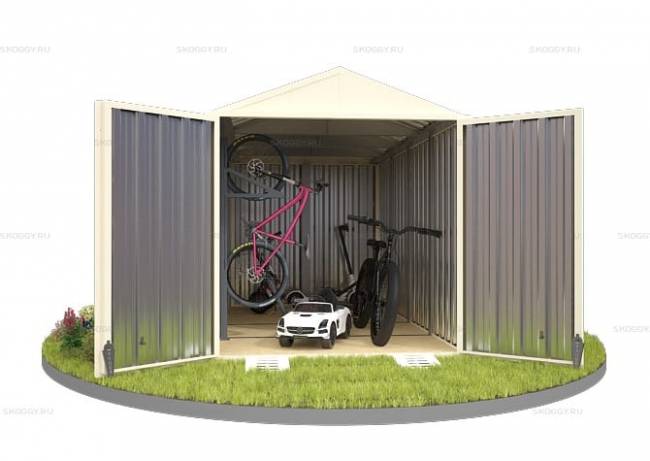 Хозблок SKOGGY секционный с двускатной крышей 4 х 2 м, слоновая кость Хозблок SKOGGY секционный с двускатной крышей 4 х 2 м, слоновая кость