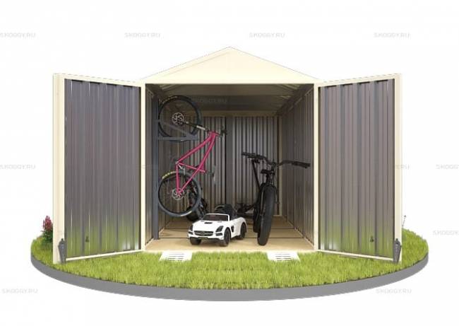 Хозблок SKOGGY секционный с двускатной крышей 4 х 2 м, слоновая кость Хозблок SKOGGY секционный с двускатной крышей 4 х 2 м, слоновая кость