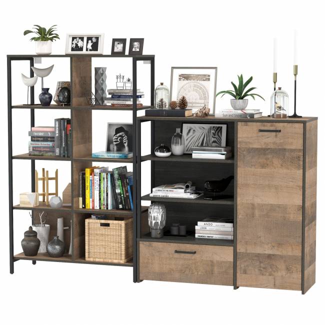 Стеллаж 13.151.02 с комодом с ящиком и дверкой Трувор цвет дуб гранж песочный/интра