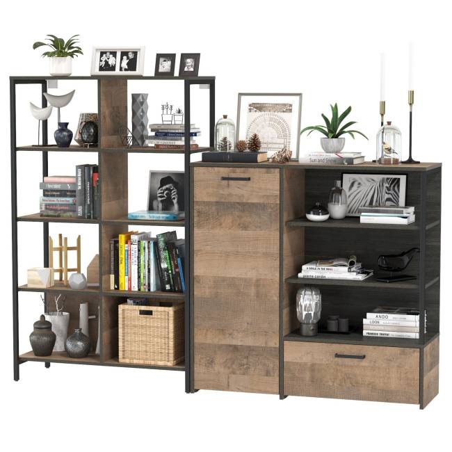 Стеллаж 13.151.02 с комодом с ящиком и дверкой Трувор цвет дуб гранж песочный/интра