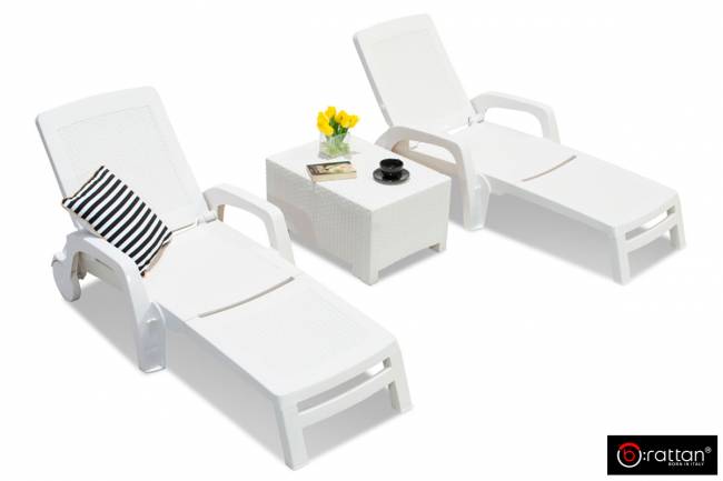 Шезлонг B:rattan MIAMI складной, белый (дисконт) Шезлонг B:rattan MIAMI складной, белый (дисконт)