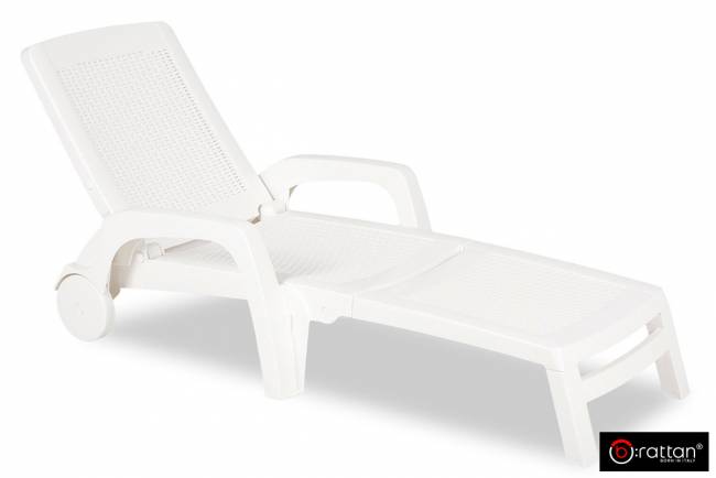 Шезлонг B:rattan MIAMI складной, белый (дисконт) Шезлонг B:rattan MIAMI складной, белый (дисконт)