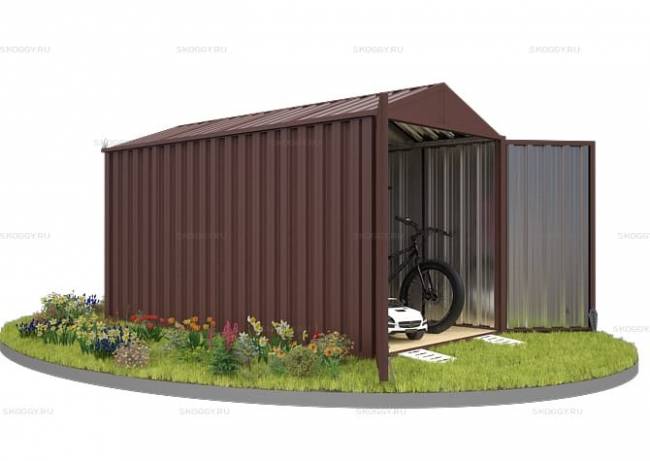 Хозблок SKOGGY секционный с двускатной крышей 4 х 2 м, шоколадный Хозблок SKOGGY секционный с двускатной крышей 4 х 2 м, шоколадный