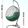 Подвесное кресло из ротанга "Kokos Black" Зеленая подушка