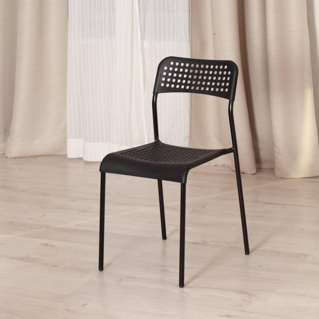 Стул ADDE (mod. C-049) металл/пластик, 39 х 49 х 78 см, Black (черный) (Комплект из 8 шт.) черный металл/пластик