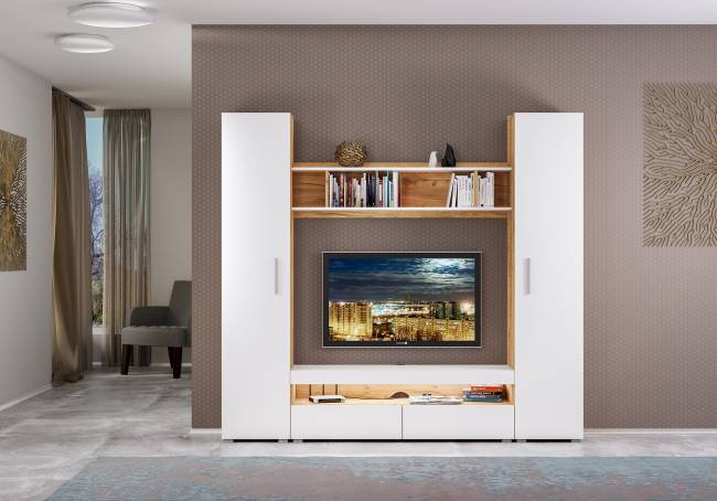 Пенал Альба цвет дуб крафт золотой/белый премиум