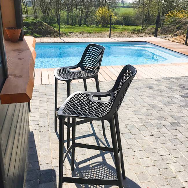 Стул пластиковый полубарный Air Bar 65 черный 440х510х950 мм